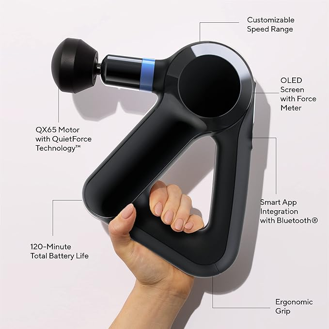 Elite Bluetooth Massage Gun - Quiet Percussion Therapy for Neck, Back, Shoulders, Legs, Hands & Full Body Pain Relief